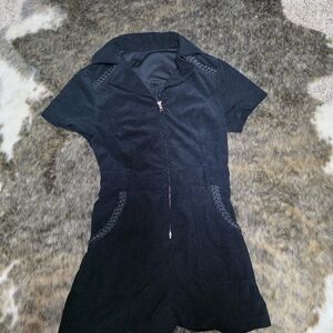 Elegant Black Short-Sleeve Romper